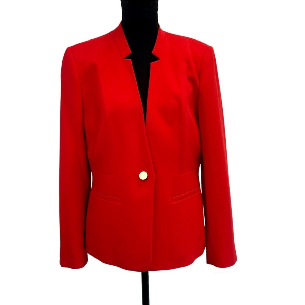 Laura Petites red single breasted blazer Sz 14 NWOT career professional business